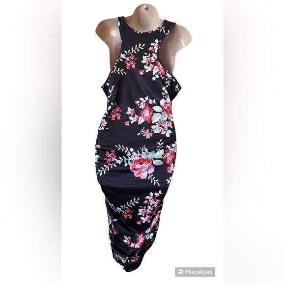 Zeagoo Ruched Bodycon floral Dress - Picture 2 of 5